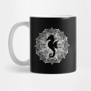 White Mandala Circle Seahorse Mug